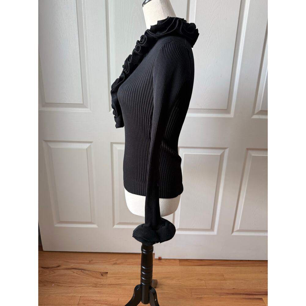Sheridan Creations Black Ruffle Sweater 60s 70s Vintage Romantic Whimsygoth Sz S - Picture 3 of 5
